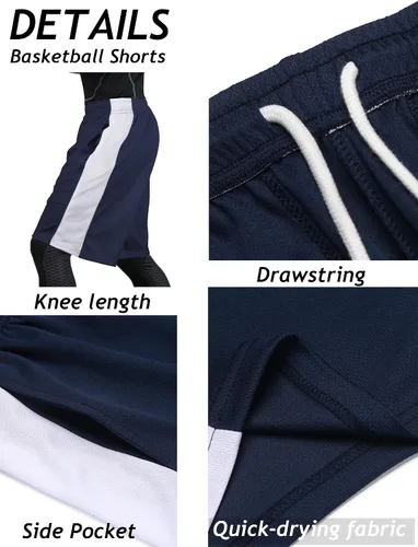 Vista 5 de COOFANDY Mens Basketball 2 Pack Shorts Elastic Waist Gym Shorts with Pockets