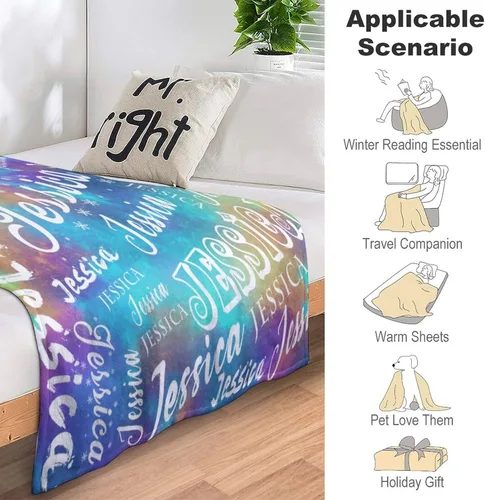 Vista 3 de Manta personalizada con nombre para niños, niñas, niños, niñas, manta personalizada con nombre para adultos, hombres y mujeres, mantas de bebé