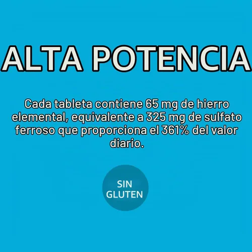 Vista 6 de 21st Century Hierro 65 mg Sulfato Ferroso 325 mg Tabletas, 120 unidades Maximum Strength Iron 65 mg, Energy, Immune & Red Blood Cell Support