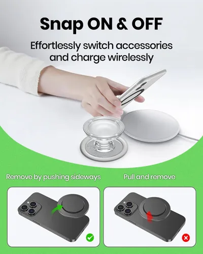 Vista 7 de OnTheGrip Compatible con Magsafe Soporte de Teléfono Móvil Magnético Diseño Auténtico Translúcido Plegable para Smartphone Tablet Accesorio