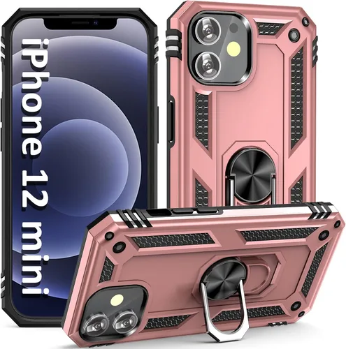 Vista 23 de ADDIT i Phone 12 Mini - Funda para iPhone 12 Mini, con anillo de soporte, soporte ajustable, grado militar, protección resistente, a prueba