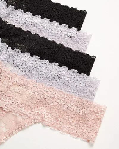 Vista 3 de Jessica Simpson Ropa interior para mujer, paquete de 5 calzones de microfibra elástica con encaje (S-XL)