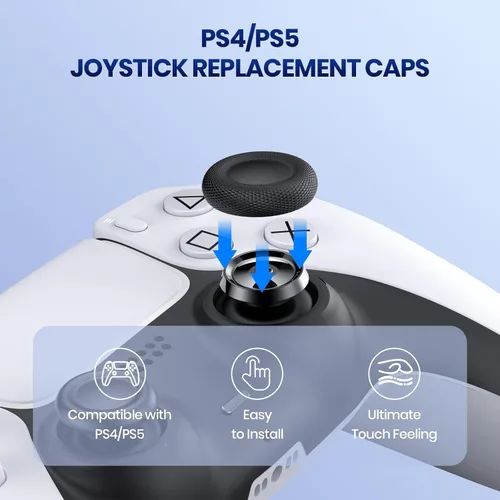 Vista 2 de NEWDERY Joystick Replacement Grip Caps for PS4/PS5 Controller, PS5/PS4 Thumb Grips Caps, Anti-Stickiness, Anti-Slip, Anti-Scratch, Anti-Fingerprint