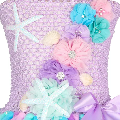 Vista 6 de Disfraz de sirena para niñas, regalos de fiesta de cumpleaños, tutú de Halloween, vestido de princesa