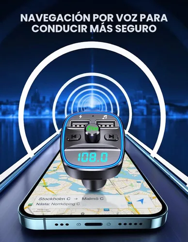 Vista 6 de Comsoon - Transmisor FM Bluetooth para auto, adaptador Bluetooth para auto, para música MP3, transmisión FM o llamadas con manos libres, con dos