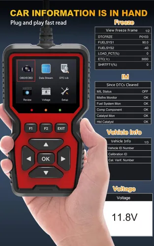 Vista 5 de Outzone Escáner V519 OBD2, lector de código universal para automóvil con pantalla a color de 2.8 pulgadas, 10 idiomas y función de impresión