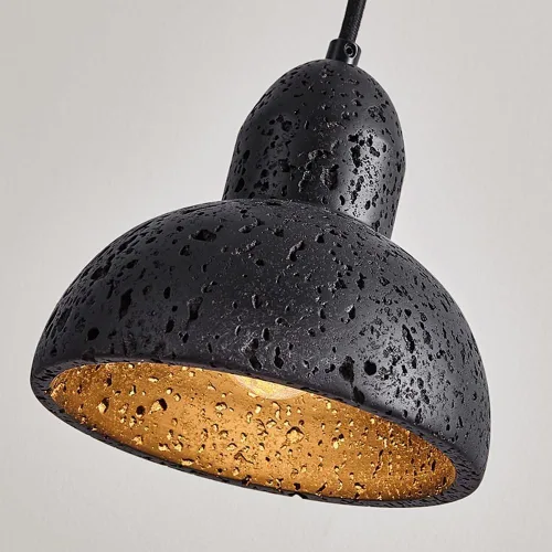Vista 6 de Lámpara colgante de isla de cocina de 5.9 pulgadas, moderna lámpara colgante de travertino negro, cable ajustable E27/E26 para comedor, dormitorio