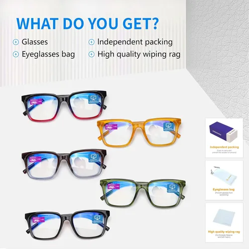 Vista 4 de K KENZHOU Paquete de 5 lentes de lectura con bloqueo de luz azul para mujeres/hombres, antidolor de cabeza, deslumbramiento/fatiga ocular, anteojos