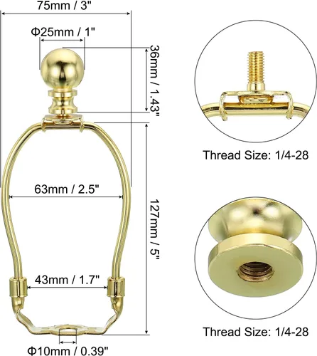 Vista 2 de PATIKIL Kit de arpa de lámpara de 5 pulgadas con remate, 2 juegos de soporte de sombra desmontable, accesorios de iluminación para lámparas de pie