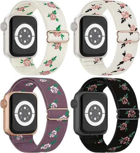 Vista 16 de 4 Pack Stretchy Solo Loop Compatible with Apple Watch Bands Women Men
