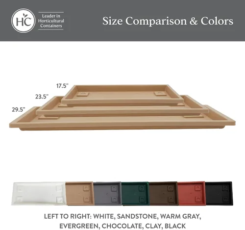Vista 6 de The HC Companies Bandeja Rectangular Veneciana para Plantas - Platillo de 17.5" para Maceta de 18", Bandeja de Goteo de Plástico para Drenaje - Uso