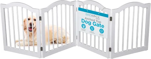 Vista 10 de INTERNET'S BEST Puerta para perros con parte superior arqueada, 3 paneles, barrera de madera para mascotas de 24 pulgadas de alto para perros