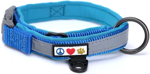 Vista 12 de Pawtitas Cuello ajustable reflectante para perro, Collar para perro acolchado, Negro