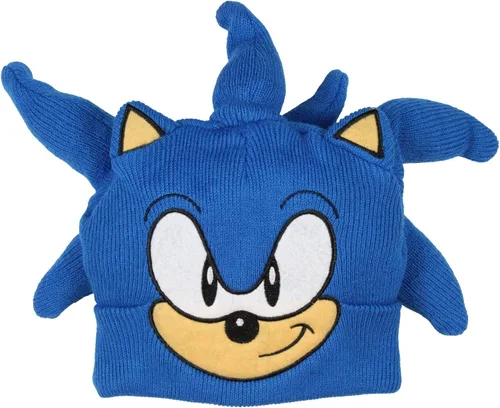 Vista 6 de Seven Times Six Sonic The Hedgehog - Gorro para disfraz con cara bordada en 3D color azul