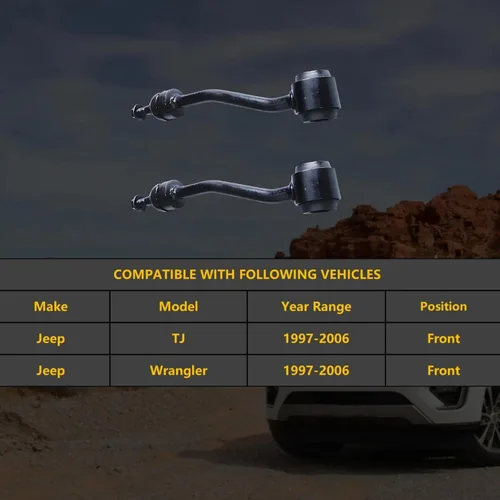 Vista 2 de Enlace estabilizador delantero K3197 para Jeep Wrangler 1997-2006, eslabones de extremo de barra estabilizadora para Jeep TJ 1997-2006, kit
