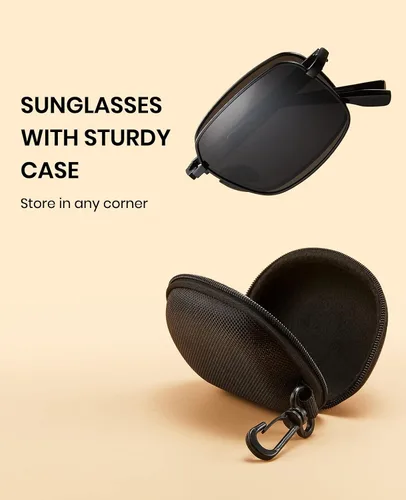 Vista 5 de Cyxus Gafas de sol plegables para mujeres y hombres, lentes polarizadas con protección UV 400, pantalla plegable, portátil, ultraligera, montura TR