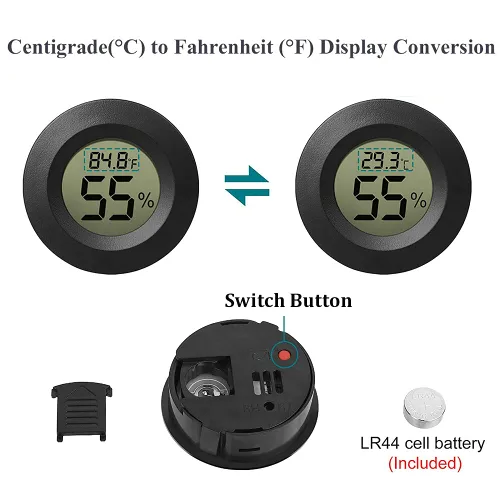 Vista 4 de Paquete de 10 mini termómetros higrómetros, medidores electrónicos digitales de temperatura y humedad, pantalla LCD para interiores