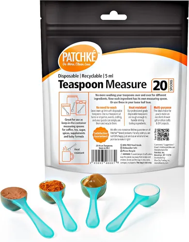 Vista 3 de Cucharas medidoras de plástico, cabe en frasco, bueno para fórmula, café, comida para mascotas, 0.2 fl oz, 1 cucharadita de medida (20)