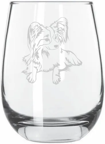 Vista 564 de Shar Pei (chino) - Vaso de vino sin tallo grabado para perro, 15.25 onzas