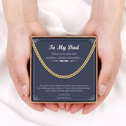 Vista 5 de IEFLIFE Cadena cubana de regalo para hombres, negrooroplata, cadena de eslabones cubanos gruesos, regalos para hombres, él, día del padre