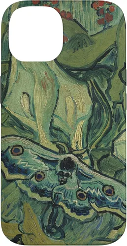 Vista 4 de iPhone 13 gran polilla pavo real de Vincent van Gogh, insecto en una caja de jardín
