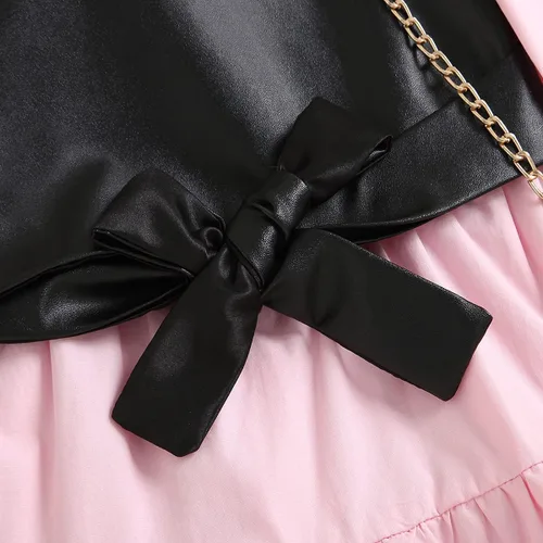 Vista 7 de TINXIEA Vestido tipo túnica de manga larga con botones para niñas pequeñas con chaleco de encaje, 2 piezas, ropa para bebé