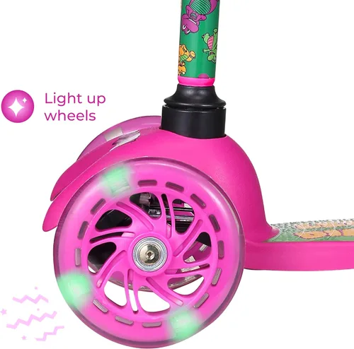 Vista 3 de Patinete para niños, auto equilibrio de 3 ruedas, ruedas LED iluminadas Barney