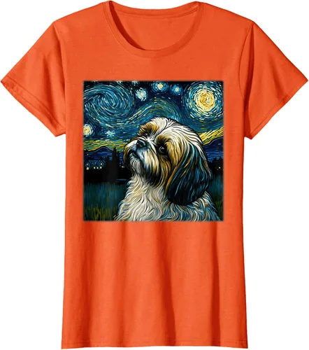 Vista 41 de Camiseta Surrealism Starry Night Shih Tzu Dog
