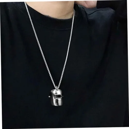 Vista 2 de Havamoasa Collar hiphop soldador casco colgante cuello cadena plata joyería regalo para hombres mujeres