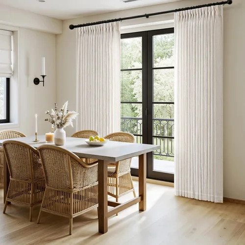 Vista 3 de MIULEE Cortinas de lino gruesas con pinzas plegadas de 96 pulgadas de largo, 2 paneles para sala de estar y dormitorio, cortinas de ventana Natural