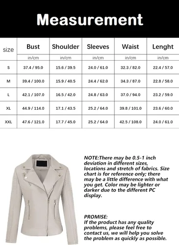 Vista 5 de Bellivera Chaqueta informal de piel sintética, abrigo de motocicleta de moda para otoño y primavera, para mujer