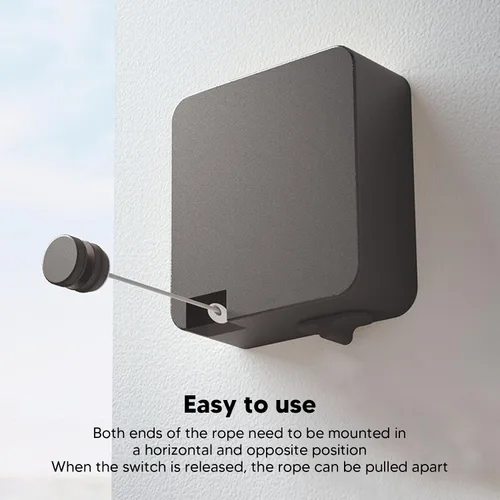 Vista 2 de Pyhodi Tendedero retráctil de acero inoxidable 304, cuerda resistente, fácil de usar e instalar, adecuado para baño, lavandería, exterior e