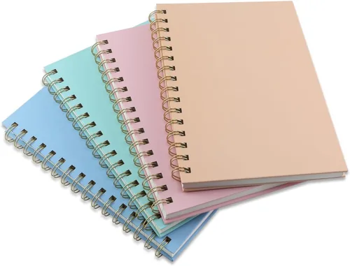 Vista 6 de Paquete de 4 cuadernos en espiral de tapa dura de 5.7 x 8.5 pulgadas, 80 hojas/160 páginas, cuaderno rayado universitario, papel grueso de 100 GSM
