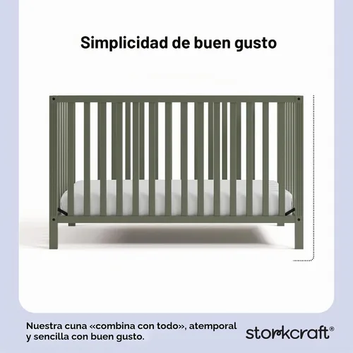 Vista 3 de Storkcraft Morningside - Cuna convertible 5 en 1, color verde oliva