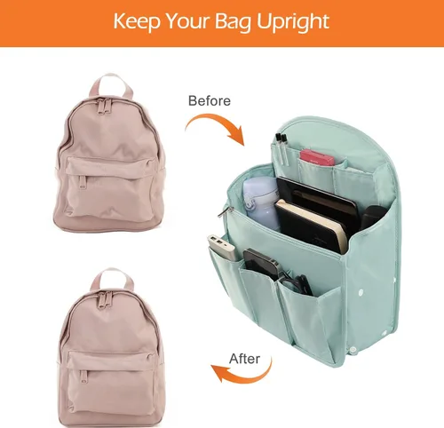 Vista 5 de Surblue Organizador de mochila con forro de inserción para colgar mochila de viaje y bolsillo de inserción, divisor de alta capacidad, organizador