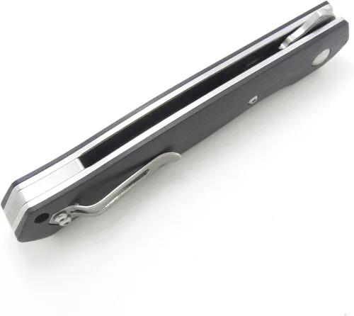 Vista 6 de MASALONG Cuchillo plegable táctico de acero D2 de precisión afilada para exteriores (negro G10)