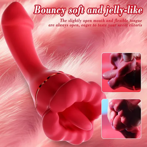 Vista 4 de Juguetes sexuales con vibrador de punto G, juguete sexual femenino adulto con 10 frecuencias vibratorias y 10 frecuencias de lamer la lengua