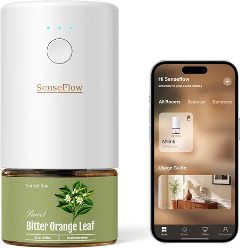 Vista 10 de Difusor de aceite esencial para el hogar, difusor inteligente de aromaterapia sin agua SF101S Pro, aroma de habitación con temporizador y aroma