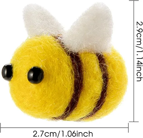 Vista 7 de CINPIUK Juego de 12 abejas de fieltro para manualidades, fieltro de lana de abejorro de felpa para decoración de bandejas escalonadas, recuerdos