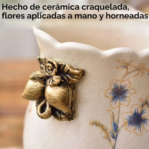 Vista 5 de Jarrón de cerámica alto para suelo, florero chino para decoración del hogar, florero japonés de 8.3 pulgadas, recipiente sofisticado para ramas
