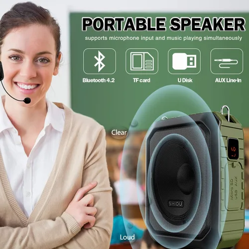 Vista 6 de Amplificador de voz inalámbrico Bluetooth impermeable de 18 W, micrófono portátil con altavoz pequeño micrófono personal para profesores, al aire