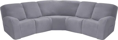 Vista 14 de MIFXIN Funda para sofá reclinable esquinero de 5 asientos, fundas elásticas de punto jacquard elástico de 7 piezas para sofá reclinable