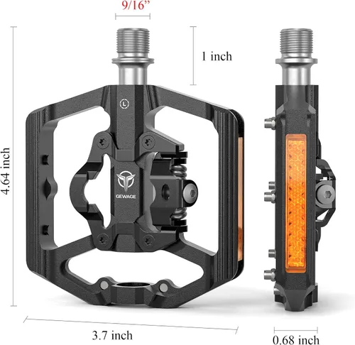 Vista 7 de Pedales de bicicleta de montaña con reflector, pedales de plataforma de doble función y sin clip, pedal de bicicleta de 9/16 pulgadas compatible