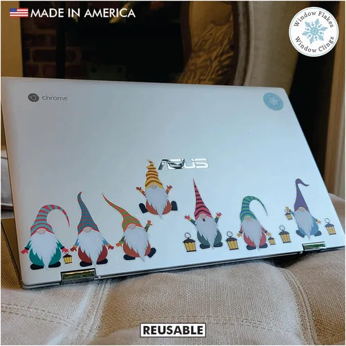 Vista 6 de Juego de 12 calcomanías de gnomos para laptop, calcomanías de gnomos para laptop, calcomanías estéticas para computadora portátil, calcomanías