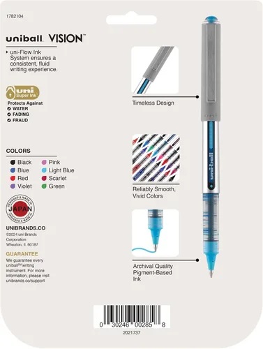Vista 8 de Uni-Ball™ Vision - Bolígrafos de punta fina (0.7 mm), colores surtidos, paquete de 8
