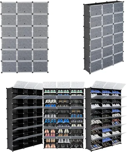 Vista 4 de CONFIAR Estante organizador portátil de 12 niveles, 72 pares, 36 rejillas, estante de almacenamiento de torre, soporte expandible para tacones