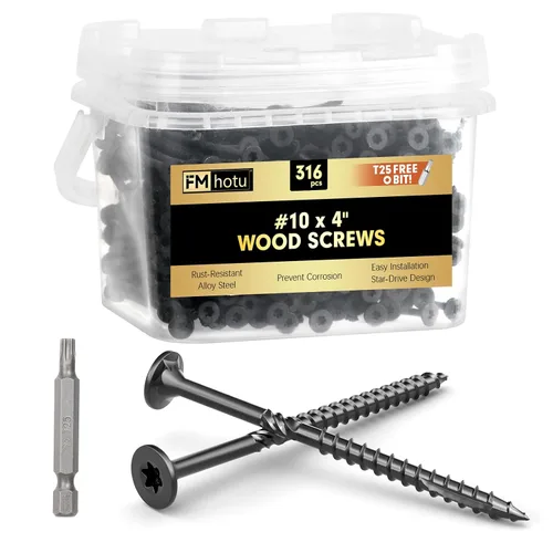Vista 34 de #10 x 2-1/2" Tornillos para Terraza, 108 Piezas Tornillos para Madera con Cabeza Estrella, Tornillos para Madera Resistentes al Óxido para Negro