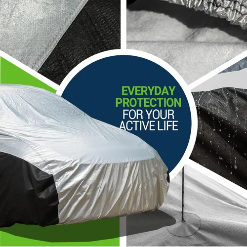 Vista 7 de Season Guard Ultimate Plus - Funda para automóvil, 100% aluminio impermeable con forro polar de algodón y tela transpirable con dos correas