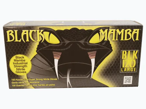 Vista 9 de Caja de 100 guantes Black Mamba de nitrilo negro, muy resistentes
