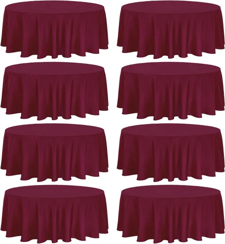 Vista 8 de Fivenl Paquete de 8 manteles redondos de 70 pulgadas, color negro, tela de poliéster lavable a granel, para bodas, fiestas, recepciones, banquetes